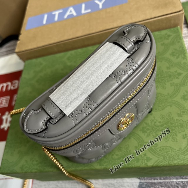 Gucci官網新款壓花G全皮女包 古馳GG Matelassé迷你手提包鏈條小挎包723770 gqy4623